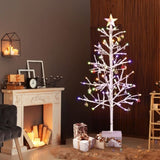 4ft With Stars On Top, Snowy Fir Shape, Plastic Material, 80 Lights, Warm Colors, Four Colors, 8 80169324