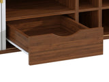 39" Fluted Liquor & Coffee Bar with 6 Wine Racks and 3 Glass Holders, Mid-Century Modern Bar 89790061