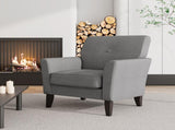Dorset Arm Accent Chair in Smoky Gray Velour with Dark Brown Solid Wood Legs B127P495071