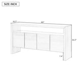 U_Style 60" 4-Door Sideboard, Modern Minimalist Solid Veneer Sideboard with Open Shelf, Natural N711P289132B