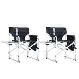 2-piece Padded Folding Outdoor Chair with Side Table and Storage Pockets,Lightweight Oversized W24172217