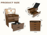 3-in-1 Vanity Desk with Lighted Mirror & Stool, Flip Top Makeup Dressing Table, Compact Storage for 29993519