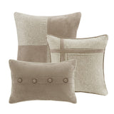 7 Piece Faux Suede Comforter Set Tan Queen B03597129