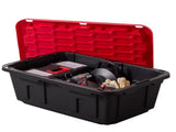 (Pack of 4) 17 Gallon Medium Storage Bin Low Profile with Snap Lid, Black and Red, Heavy Duty 81332240