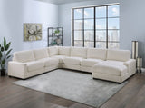 Living Room Furniture Ottoman Beige Wide-Welt Corduroy 1pc Soft Cushion Cocktail Ottoman Wood Legs B011P182989