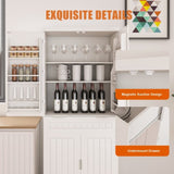Pantry Cabinet, 71.65" Tall Storage Cabinet with Drawer, 2 Cabinets & 6 Door Adjustable W2700P300562