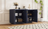 TREXM 4 Wavy Doors Ample Storage Space Sideboard with Adjustable Shelves and Retro Copper Handles N715P183992M
