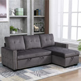 77 Inch Reversible Sectional Storage Sleeper Sofa Bed L-Shape 2 Seat Sectional Chaise With Storage W120343143