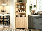 2-Door 5-Tier Slatted Bathroom Corner Cabinet 21.85"*12"*68.11" Tall Bathroom Cabinet Oak 27728023
