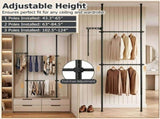 Floor to Ceiling Tension Clothes Rack No Drill Heavy Duty Carbon Steel Garment Organizer, Adjustable 50120366