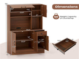 Multifunctional Kitchen Cupboard with Adjustable Shelves, Stemware Rack & Drawer, Anti-Toppling 52937032