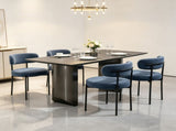 All-in-One Gray 4-Piece Modern Round Upholstered Kitchen Chairs, Curved Backrest, Soft Thick Cushion 61123655