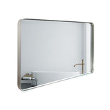 36x30inch Glossy Brushed Silver Rounded Corner Rectangle Wall Mirror For Bathroom Metal Frame Wall W2091126974