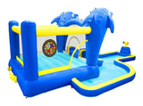 8 in1 Inflatable slide water park trampoline bouncing house outdoor garden with Dolphin sprinkler & 05034806