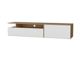 Natural Oak and White TV Stand with Drop-Down Door and Open Shelf B062P290251