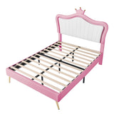 ZNTS Full Size Upholstered Bed Frame with LED Lights,Modern Upholstered Princess Bed With Crown WF307962AAH