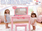 Pink MDF solid wood legs, spray paint silkscreen printing, cow pattern, 1-drawer children's 02786940