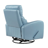 Glider Recliner Chair with Swivel Motion Blue Leather Upholstery Solid Wood Comfort Luxury Living B011P330087