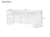U_Style 60" 3-Door Sideboard with 3 Drawers - Modern Solid Ash Veneer MDF Sideboard, Semi-Open Shelf N711P289141O
