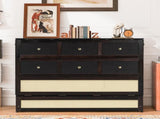 Full Size Murphy Bed with Large Drawers,Espresso N708P336203P
