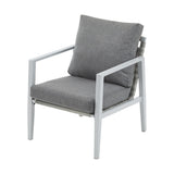 Silver Aluminum Lounge Chair with Sleek Rope Accents and Comfortable Cushions, Perfect for Modern N767P237034W