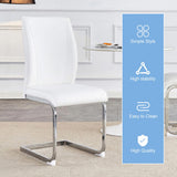 Luxury Simple Arch Chair - Set of 2 White PU Material High Resilience Dining Chair with Arched Metal W1151P154869