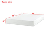 MADE IN US, 6" TWIN SIZE Green Tea Memory Foam Mattress in Box, Fiberglass Free, White W311P371345