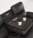 Breathable Fabric Power Reclining Sofa with Drop Down Table,USB Button and Wireless Charger W1896115274