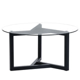 ZNTS ON-TREND Round Glass Coffee Table Modern Cocktail Table Easy Assembly with Tempered Glass Top & WF293702AAB