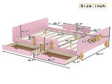 Full Size Platform Bed with Storage Drawers, Solid Wood Beds Frame with Bed Guardrail, Small Shelf, W1580P373245