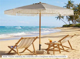7 Ft Boho Fringe Patio Umbrella Striped Canopy, Wind Vent Aluminum Pole Outdoor Beach Umbrella 57028834
