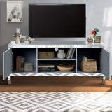 Mirrored TV Stand for 65 inch TV,Sliver TV Console Table with Open Storage & 2 Storage Cabinets ,M W1445P204028