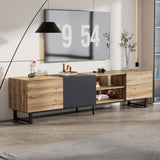 ZNTS Modern TV with 3 Cabinets& Open Shelves, Color-matching Media Console Table for TVs up to 80'', WF319402AAQ