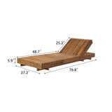 Outdoor Chaise Lounge Chair with 6-Position Adjustable Backrest,Acacia solid wood,TEAK COLOR N770P281696T
