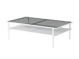 Rectangle Coffee Table with Gray Tempered Glass top and White Legs, Modern Table for Living Room W241139569