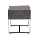 Grey Oak and Chrome Storage End Table B062P189217