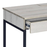 Natural and Black Writing Desk with 2 Drawers B062P184551