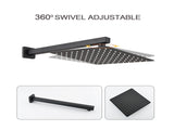 Matte black shower system 12 inch Brass Bathroom Deluxe rain mixed shower combination set wall KE-3803-BN