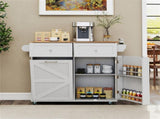 Gray Mobile Kitchen Island Cart with Drop-Leaf Design, Lockable Universal Wheels & Trash Storage 01488643