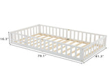 White Painted Pine Wood Fence Bed with Door and Deck Twin Children's Wooden Bed 16132731