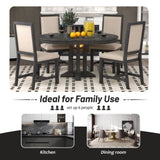 TREXM Retro Style Dining Chair Set with 4 Upholstered Chairs for Dining Room and Living Room WF305981AAB
