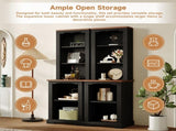 ON-TREND Two-Piece Elegant Freestanding Tall Cabinet with Fully Open Storage, Walnut Element N721P394507B