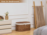 Oval Laundry Hamper with Lid, Woven Natural Water Hyacinth Laundry Hamper 03967085