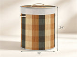 13.2 Gallon Bamboo Laundry Hamper with Lid & Removable Liner, Collapsible Dirty Clothes Basket with 48617882