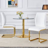 Luxury Simple Arch Chair - Set of 2 WHITE PU Material High Resilience Dining Chair with Arched Metal W1151P154875