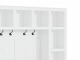 Farmhouse Wooden Hall Tree with 6 Hooks, Walnut Storage Bench with Adjustable Shelves, 4-in-1 90527649
