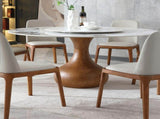7pcs Modern Marble Dining Table, 59" Round Sintered Stone Table for Dining Room, Kitchen, Dinette, 46922618