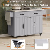 K&K Kitchen Island with Trash Can Storage Cabinet, Kitchen Cart with Drop Leaf, Spice, Towel WF326381AAG