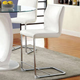 ZNTS Modern Elegance White Color Leatherette 2pcs Counter Height Dining Chairs Chrome Metal Legs Dining B011P178975