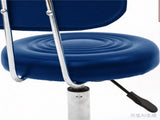 Round Shape Adjustable Salon Stool with Back and Line Blue 90685361